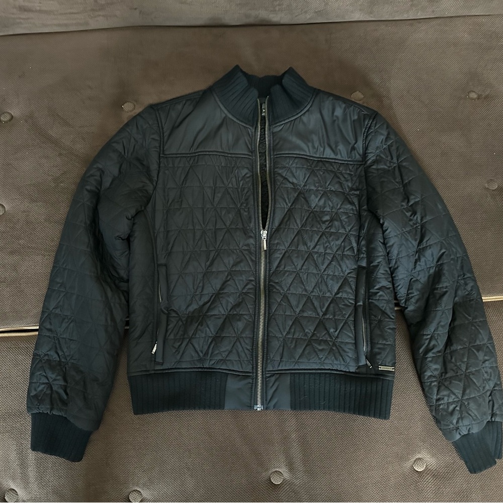 Black Quilted Bomber Jacket